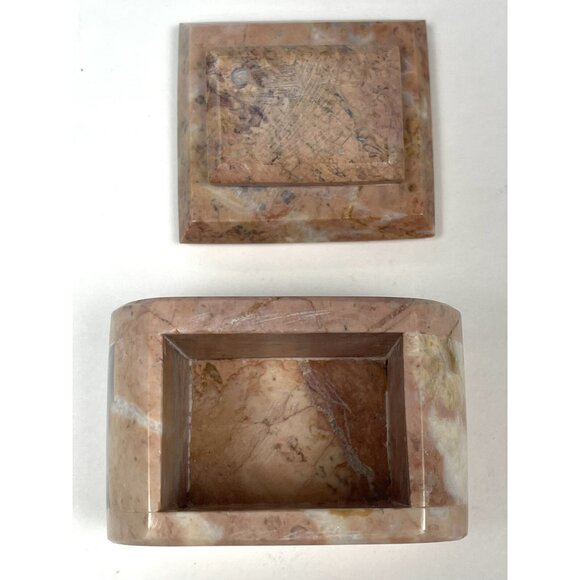 VTG Edna Hibel Mother & Child Pink Marble Lidded TRINKET BOX Art 2.75" EUC - Picture 3 of 5
